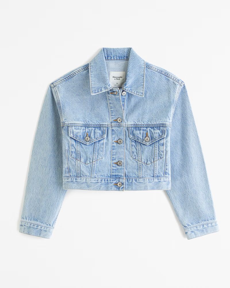 Women's Cropped Denim Trucker Jacket | Women's Coats & Jackets | Abercrombie.com | Abercrombie & Fitch (US)