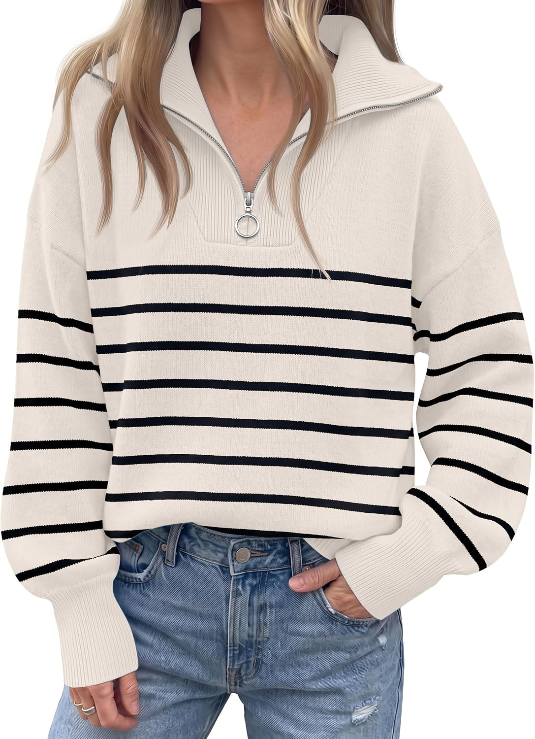 Sweater for Women Winter Turtleneck Long Sleeve Pullover Tops Casual Oversized Knitted Sweaters | Amazon (US)