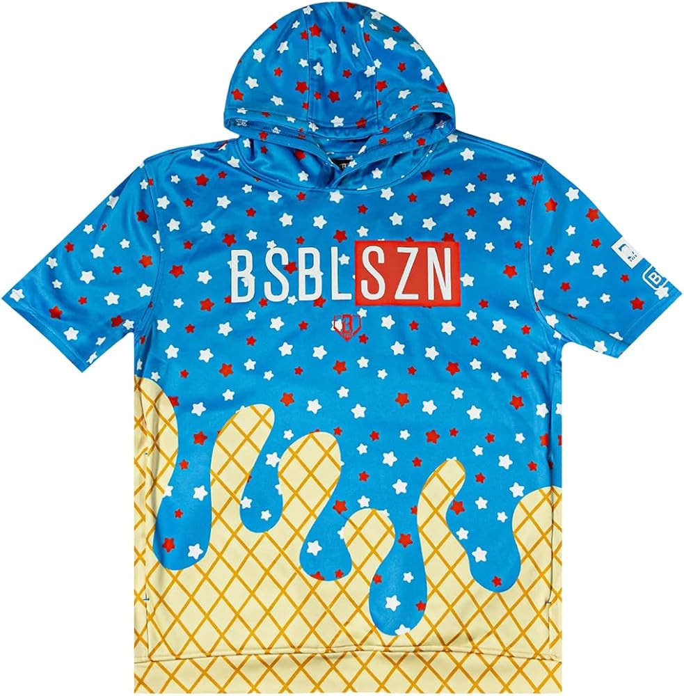 Baseball Lifestyle 101 BSBL SZN Youth Short Sleeve Hoodie with Front Pouch Pocket V2 Ice Cream Si... | Amazon (US)