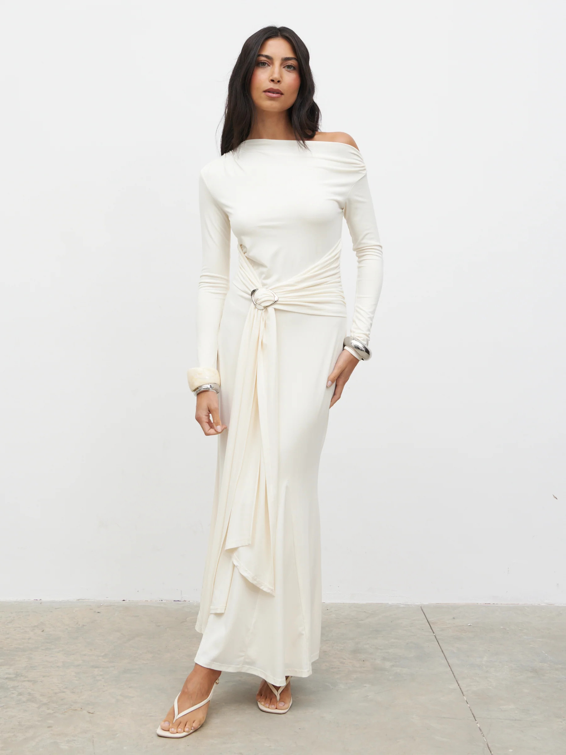 Yarelia Ruched Trim Jersey Maxi Dress | Pretty Lavish (UK)