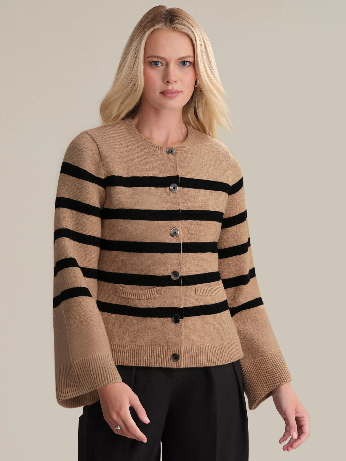 Catherine: Stripe Cotton Sweater Jacket | 525 America
