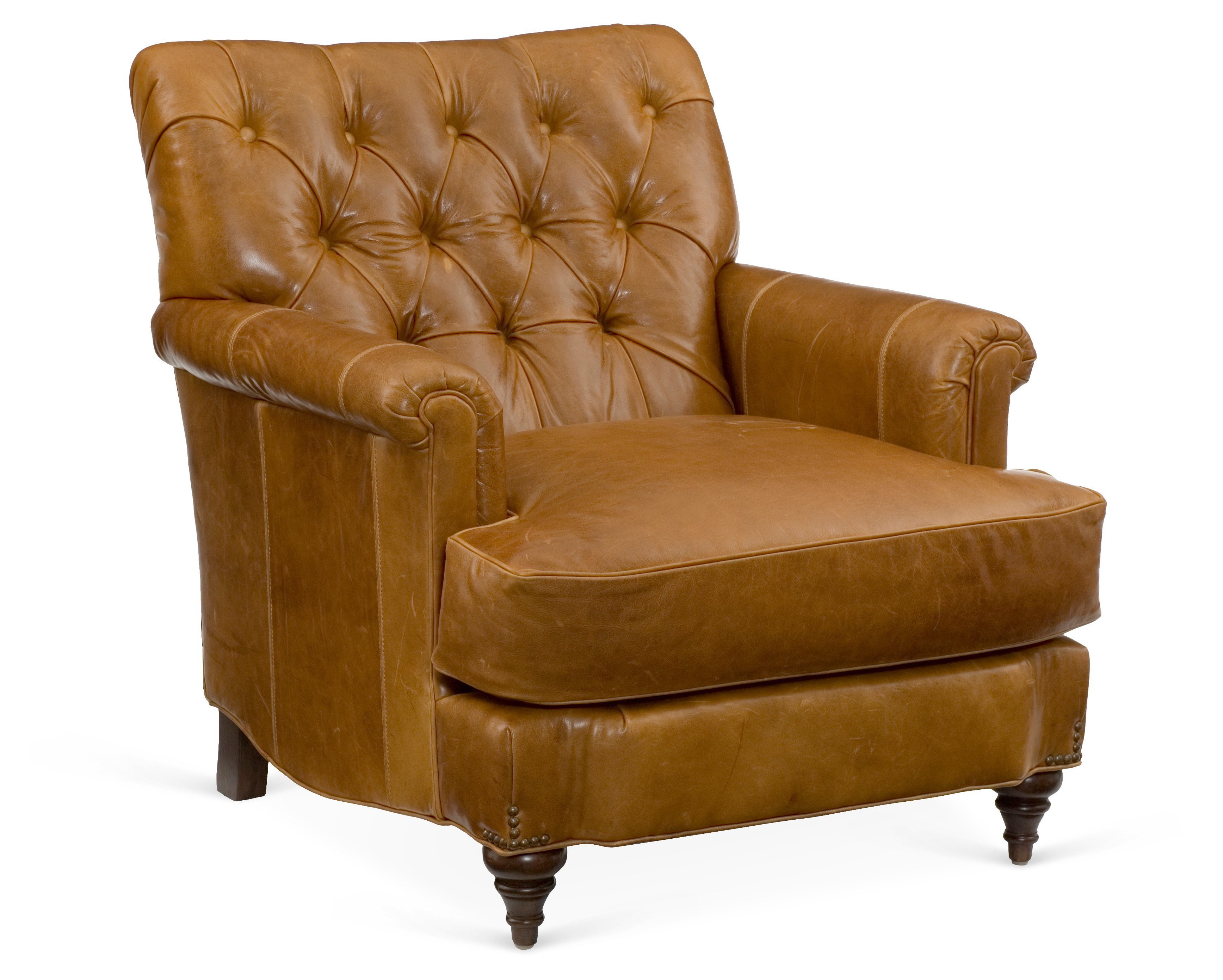 Acton Tufted Club Chair, Caramel Leather | One Kings Lane