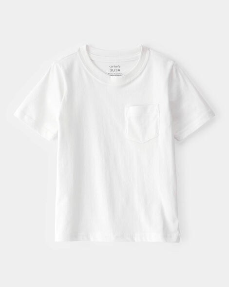 Toddler Solid Short-Sleeve Pocket Tee - White | Carter's Inc