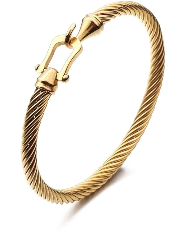 COLORFUL BLING Unisex Stainless Steel Cable Wire Bracelets Charm Bangle Bracelet Best Friend Sist... | Amazon (US)