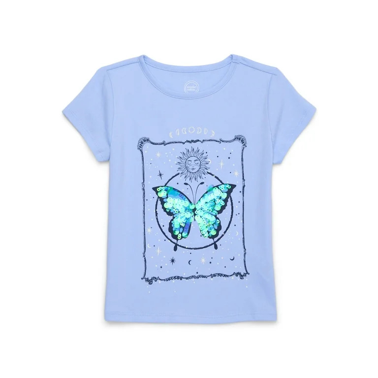Wonder Nation Girls’ Embellished Graphic Tee with Short Sleeves, Sizes 4-18 & Plus - Walmart.co... | Walmart (US)