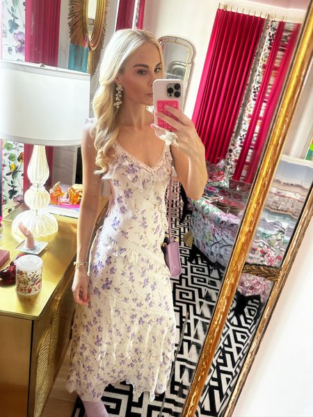 Latest look! 🌸💜 LOVE this dress for summer!! I wore this to our girls night out but would be perfect for a luncheon, shower, girl’s day, date night, vacation! I’ve worn it with this crochet cardigan (linked here).

I dressed it down with my fav lavender cowboy boots but would look amazing with sandals or heels too! Linking a few options for different ways to style it! 



#LTKstyletip #LTKover40 #LTKparties