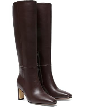 Burgundy Knee High Boots for Women Square Toe Chunky Heeled Boots Fall Dress Elastic Tall Boots w... | Amazon (US)