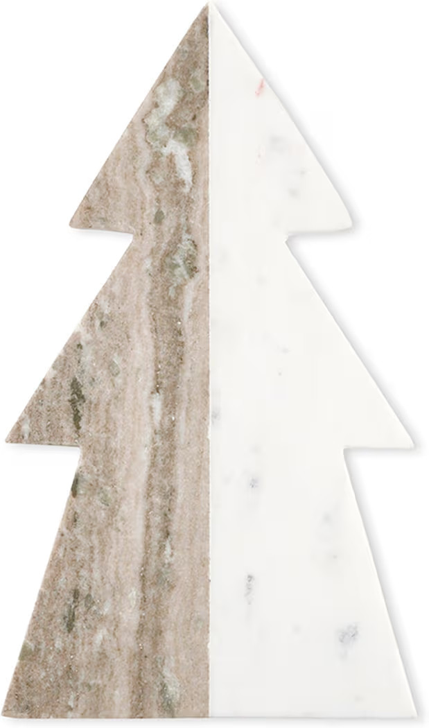Santa Barbara Design Studio 2-Tone Marble Christmas Tree Shaped Charcuterie Cheese Tray, 14" x 8" | Amazon (US)