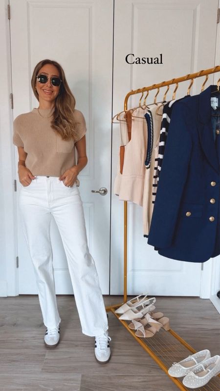 How to style white denim - casual 
I am wearing a size 27 on pants and size small on tops 
Everything runs tts 
Comfortable, chic and beautiful outfits 


#LTKstyletip #LTKSeasonal #LTKU