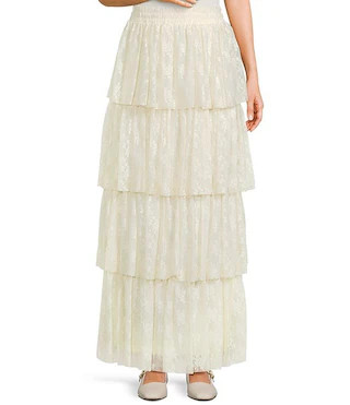 Multi-Layer Ruffle Tiered Maxi Skirt | Dillard's