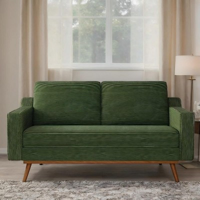 Dyonery 65.4" Loveseat Sofa, Comfy Corduroy Loveseat for Living Room, Modern Small Couch with Spring Cushions for Bedroom or Office, Green | Target