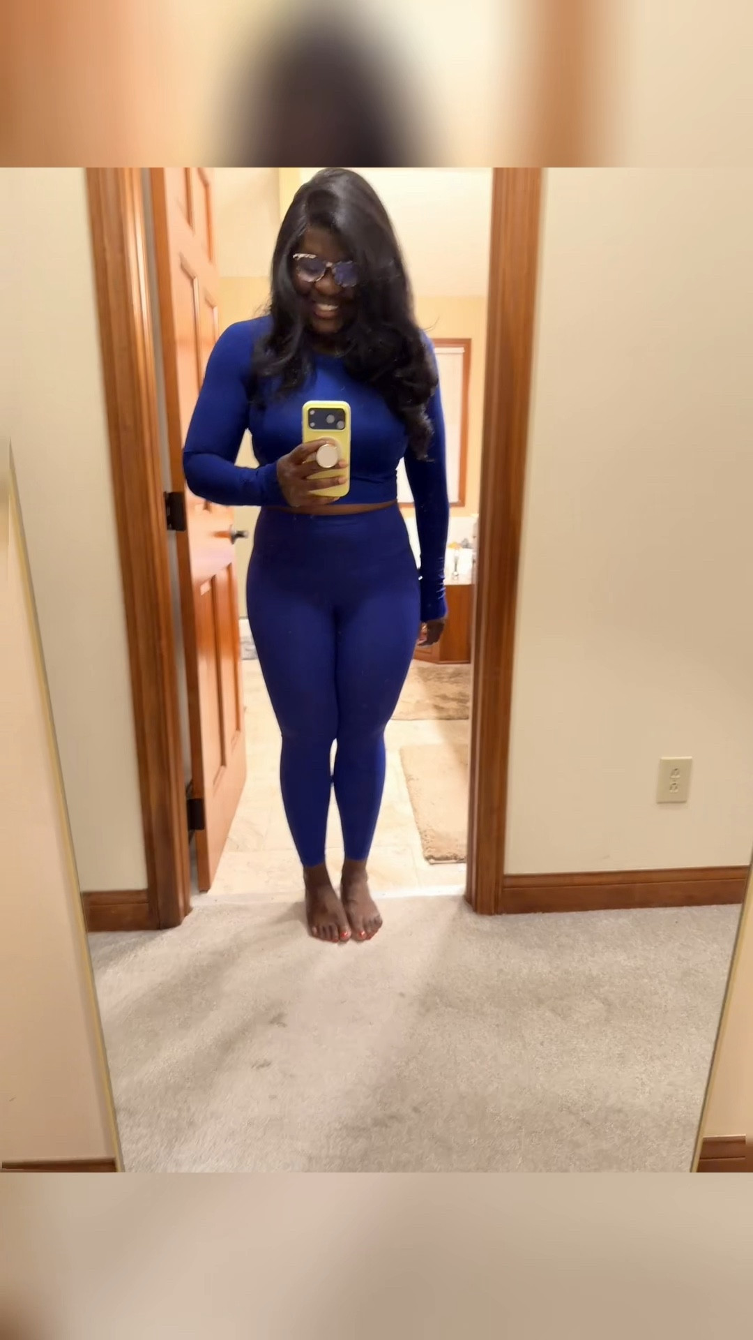 Lululemon Deep Sea Blue and a wunder train zipper! 

Wearing an 8 in everythinfeverything. 

#LTKMidsize #LTKActive