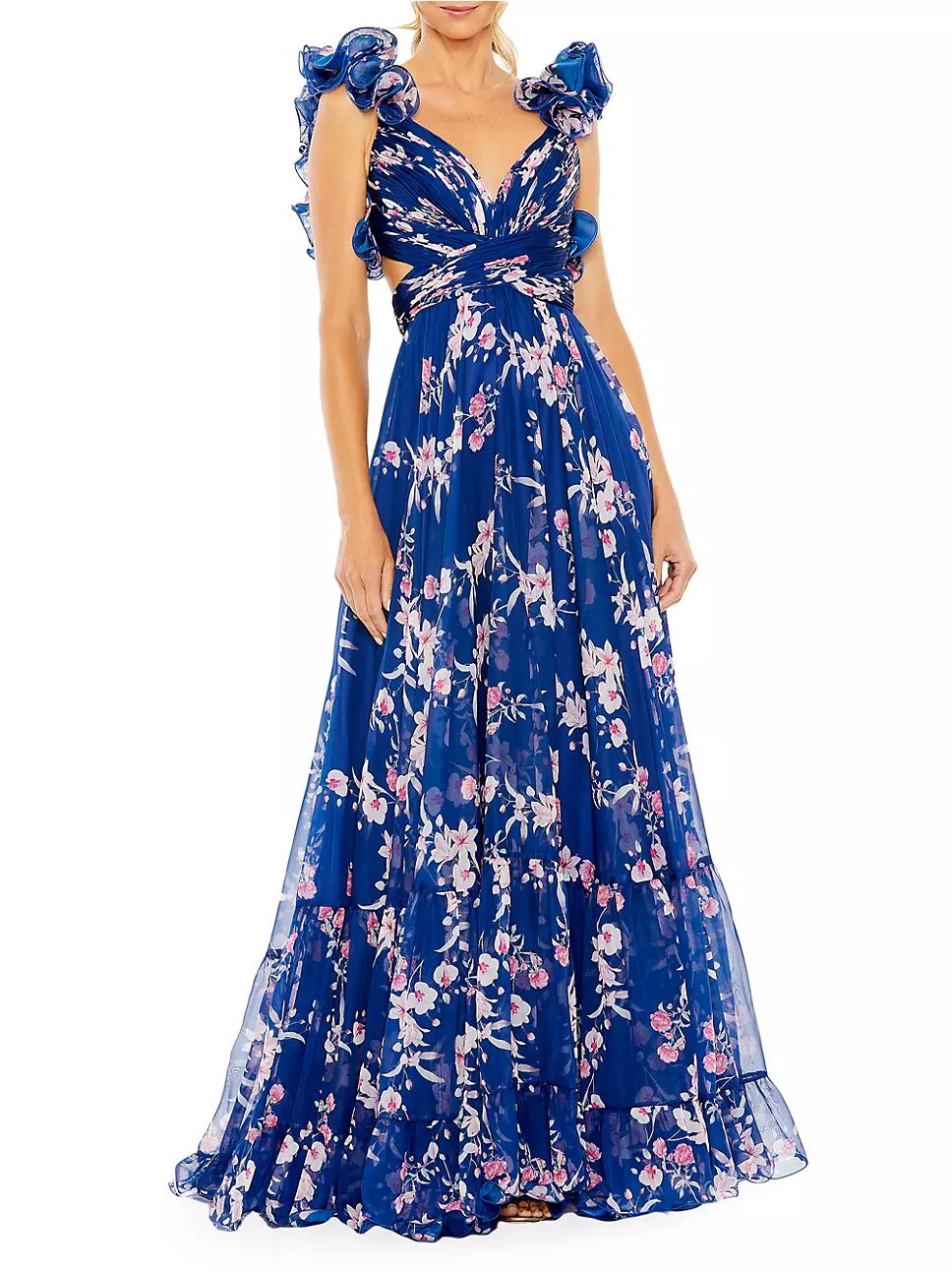 Floral Ruffled Tiered Chiffon Gown | Saks Fifth Avenue