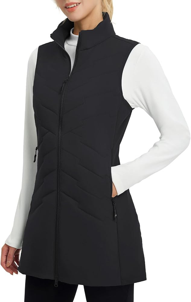 baleaf Women's Long Puffer Running Vest Fleece Winter Jacket | Amazon (US)