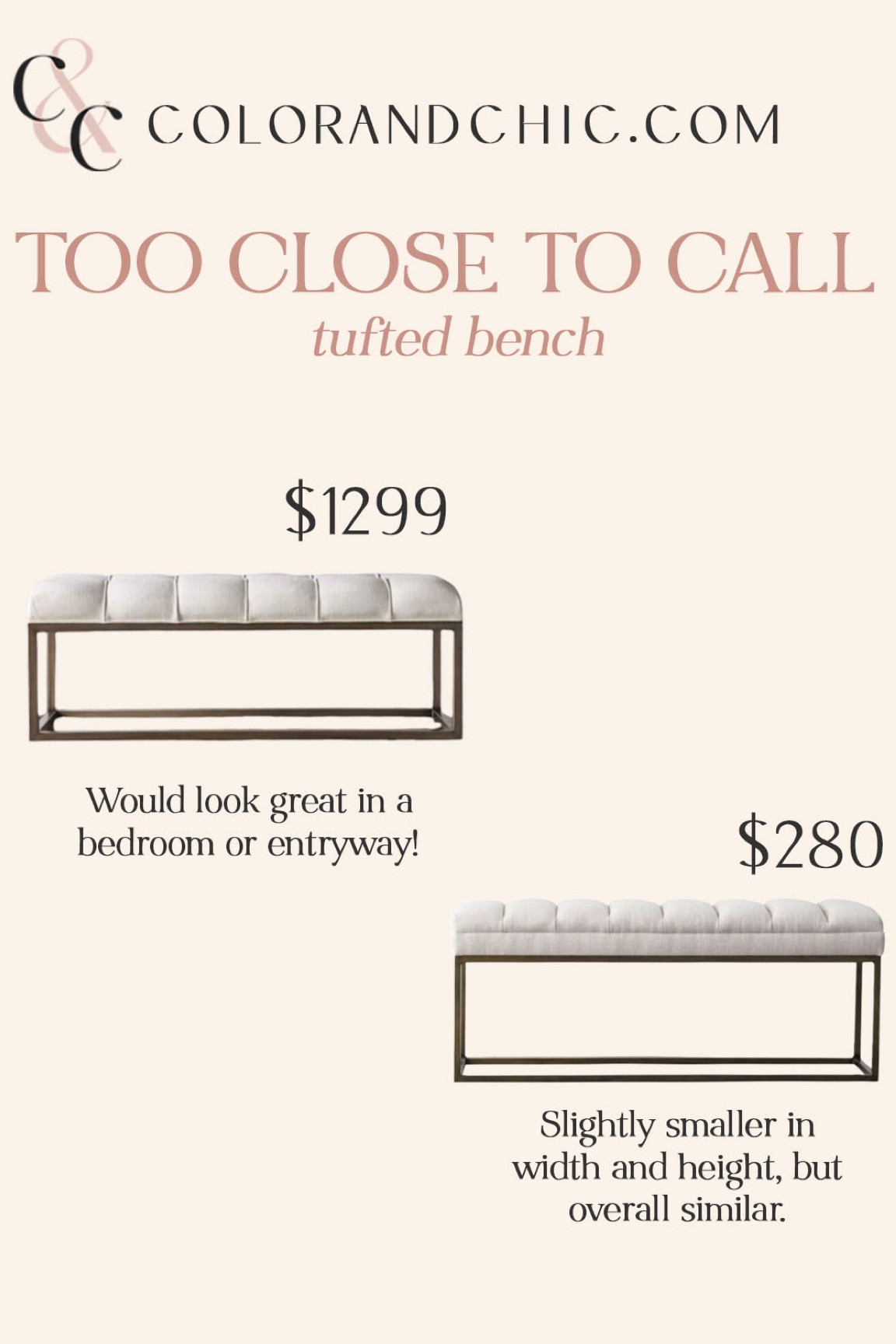 Two tufted benches that are very similar and would look so pretty in a bedroom or entry way! I love the tufted look

#LTKstyletip #LTKhome