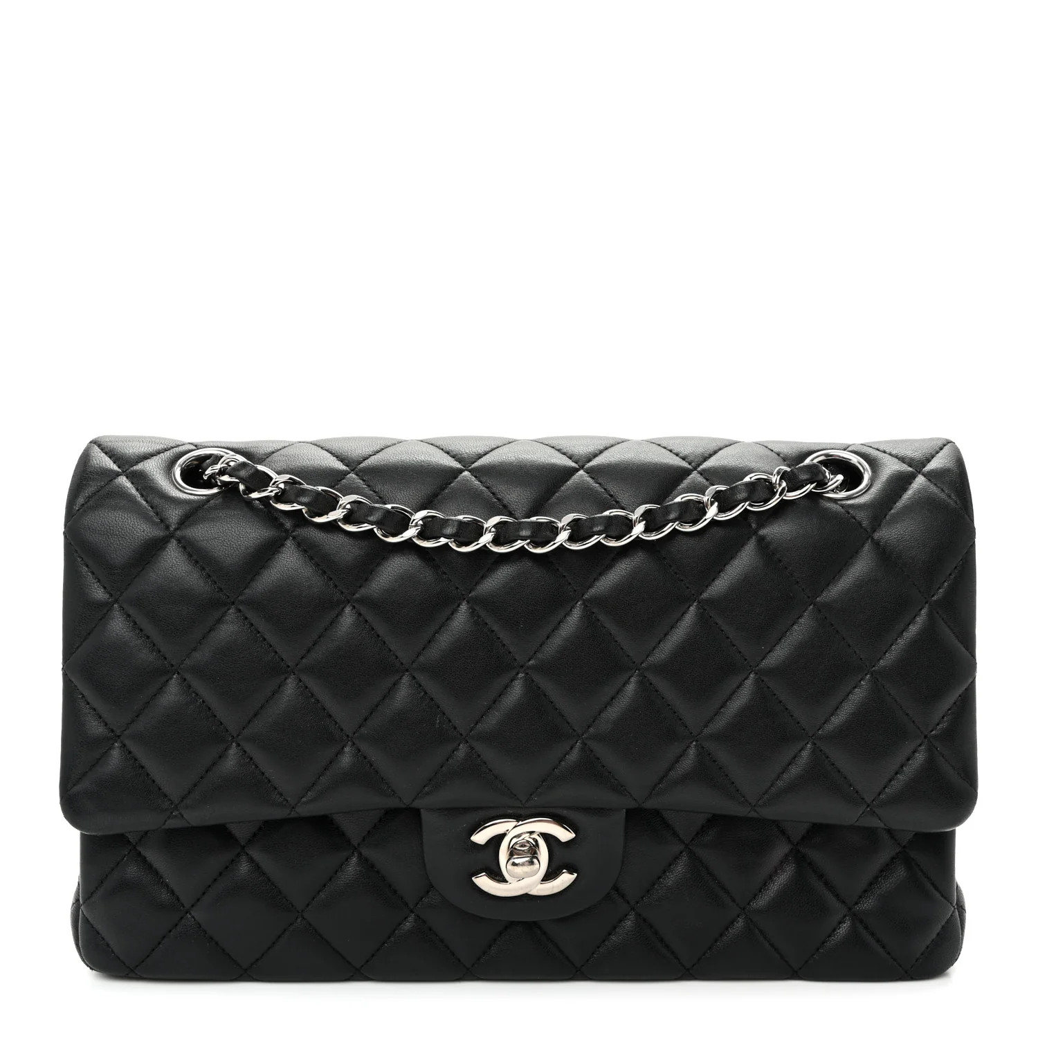 Chanel Lambskin Quilted Medium Double Flap Black 1926473 | FASHIONPHILE (US)