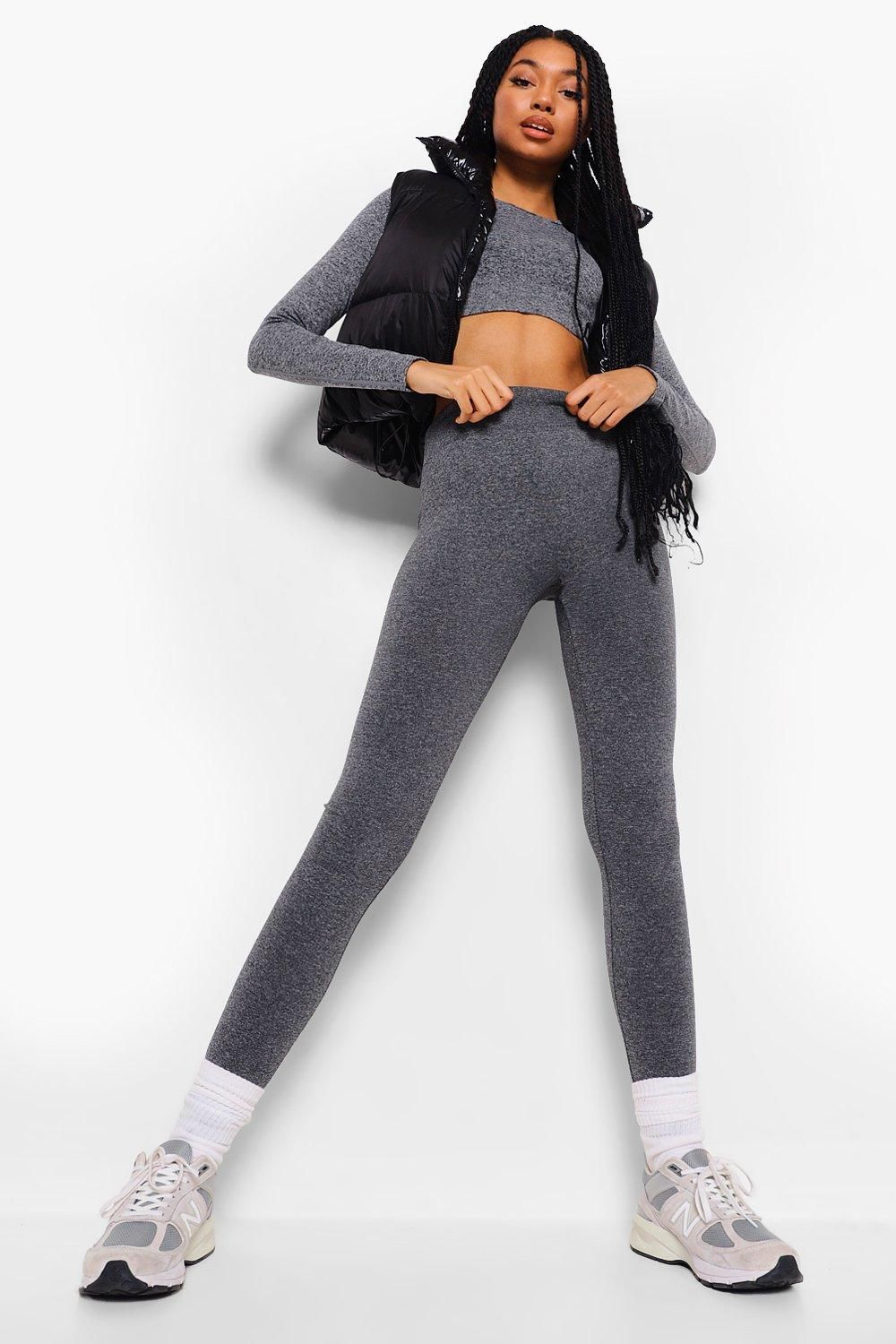 Womens Grey Supersoft Fleece Lined Leggings - L | Boohoo.com (US & CA)