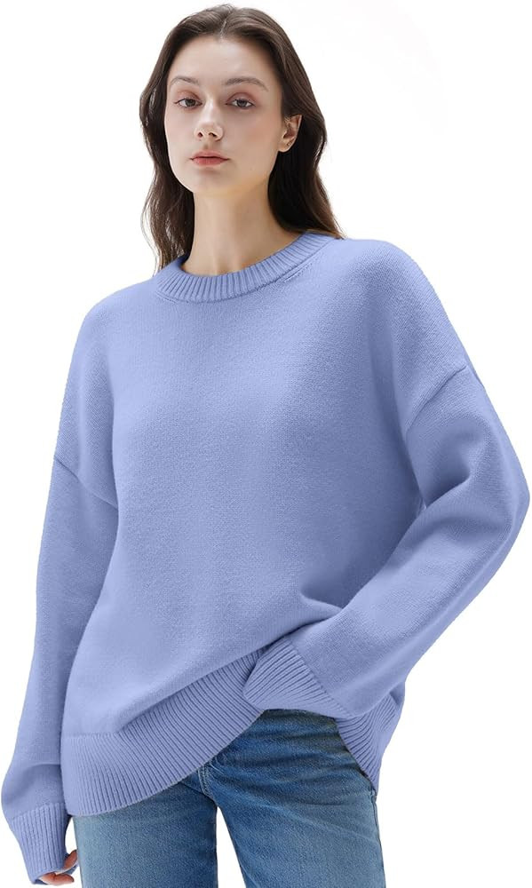 SUUKSESS Women Cashmere Blend Oversized Crew Neck Long Sleeve Pullover Sweaters | Amazon (US)