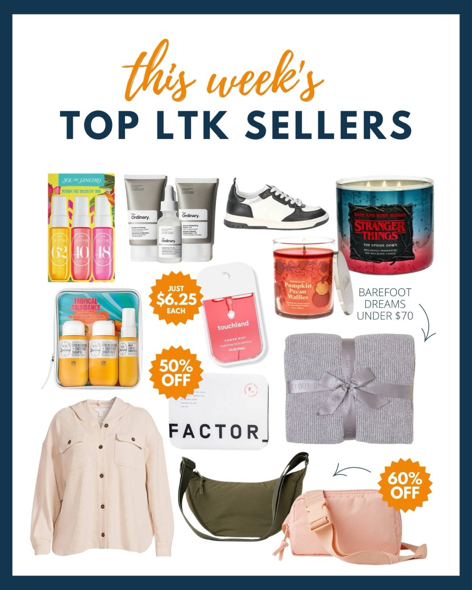 Want to know what people purchased the most of on LTK this past week? Shop our top LTK sellers now!

From Touchland hand sanitizers on sale to Barefoot Dreams blankets under $70 - we are loving this week’s buys. 

#LTKHome #LTKFindsUnder50 #LTKStyleTip