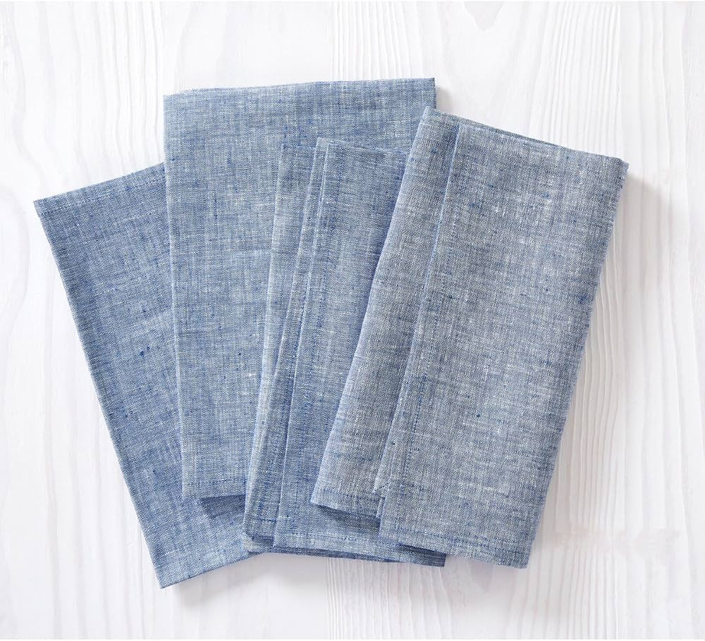 Solino Home Linen Napkins 20 x 20 Inch – 100% Pure Linen Chambray Indigo Cloth Napkins Set of 4... | Amazon (US)