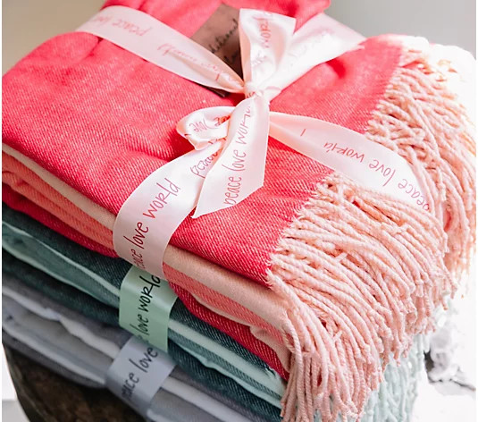Peace Love World Oversized Luxe Faux Cashmere Throw - QVC.com | QVC