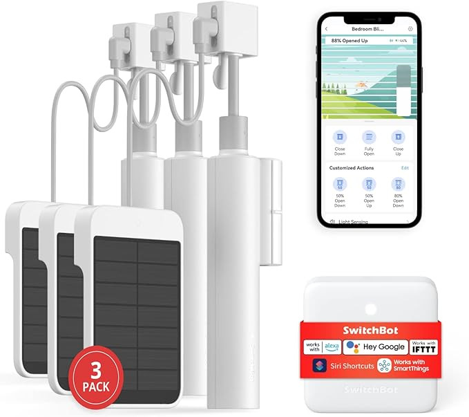 SwitchBot Smart Electric Motorized Blinds Kit - 3Pack with 2.4G WiFi Remote Control, Solar Powere... | Amazon (US)