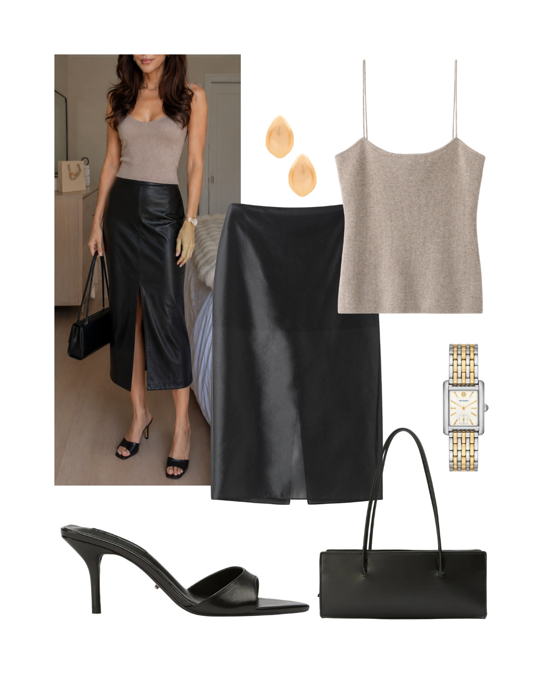 Neutral knit meets sleek leather. 

#OOTD #NeutralStyle #LeatherSkirt #ChicStyle #CapsuleWardrobe #MinimalistFashion #StreetStyle 

 #LTKootd #LTKBeauty