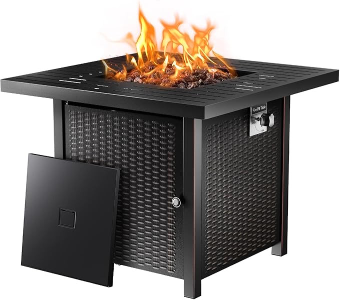 Ciays Propane Fire Pits 32 Inch Outdoor Gas Fire Pit, 50,000 BTU Steel Fire Table with Lid and La... | Amazon (US)
