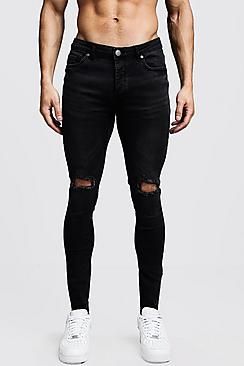 Black Skinny Fit Ripped Knee Jeans | Boohoo.com (US & CA)