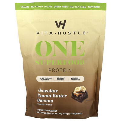 VitaHustle, One Superfood Protein, Chocolate Peanut Butter Banana, 1.44 lbs (654 g) | iHerb