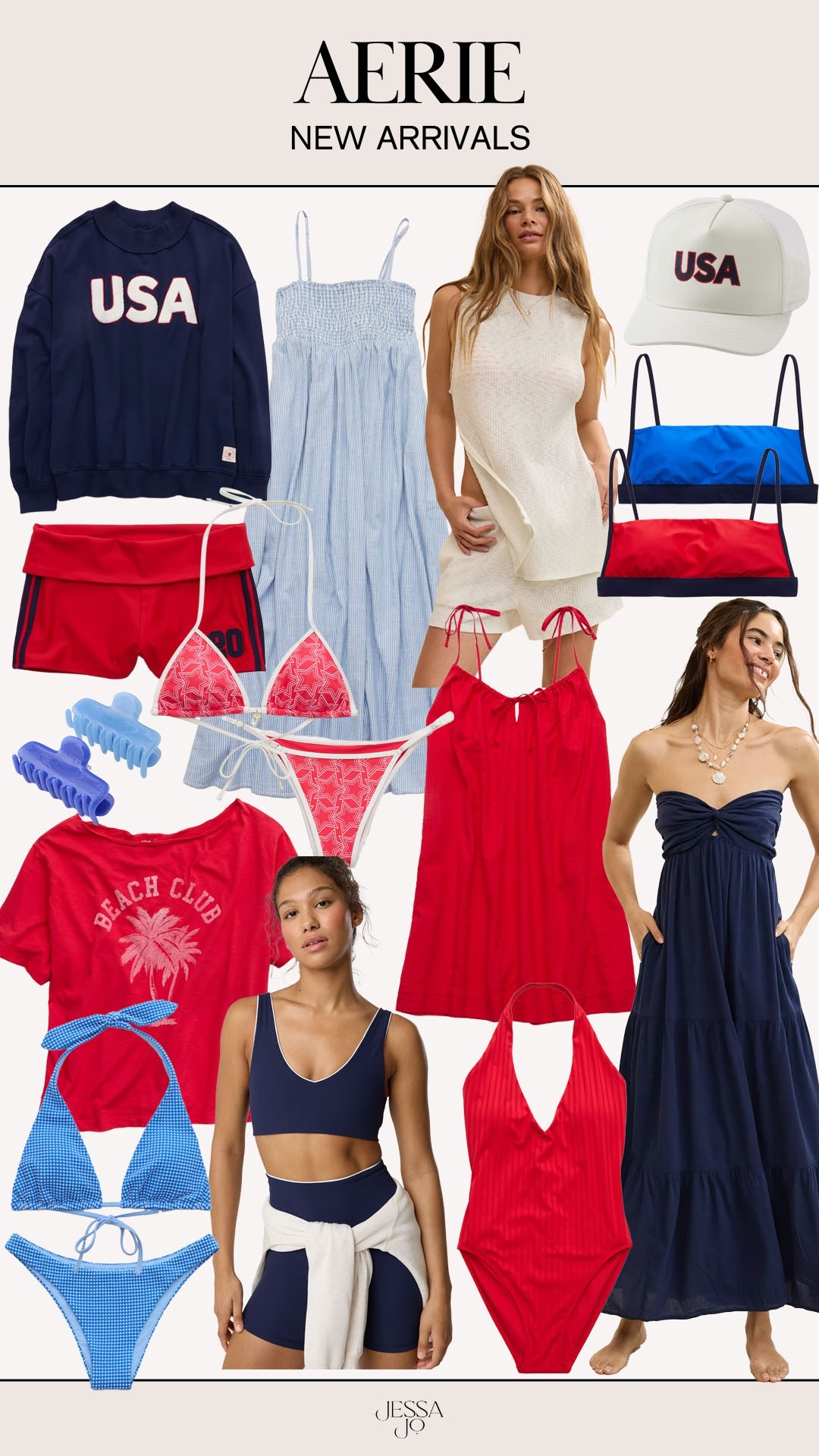 Aerie new arrivals. Aerie swim. Red white blue summer style. USA sweatshirt. 4th of July fashion. Fourth of July outfit idea.

#LTKootd #LTKSeasonal #LTKSwim