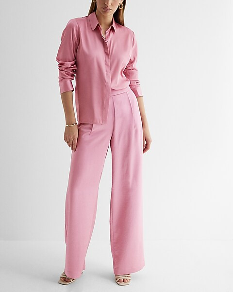 Satin Relaxed Portofino Shirt | Express