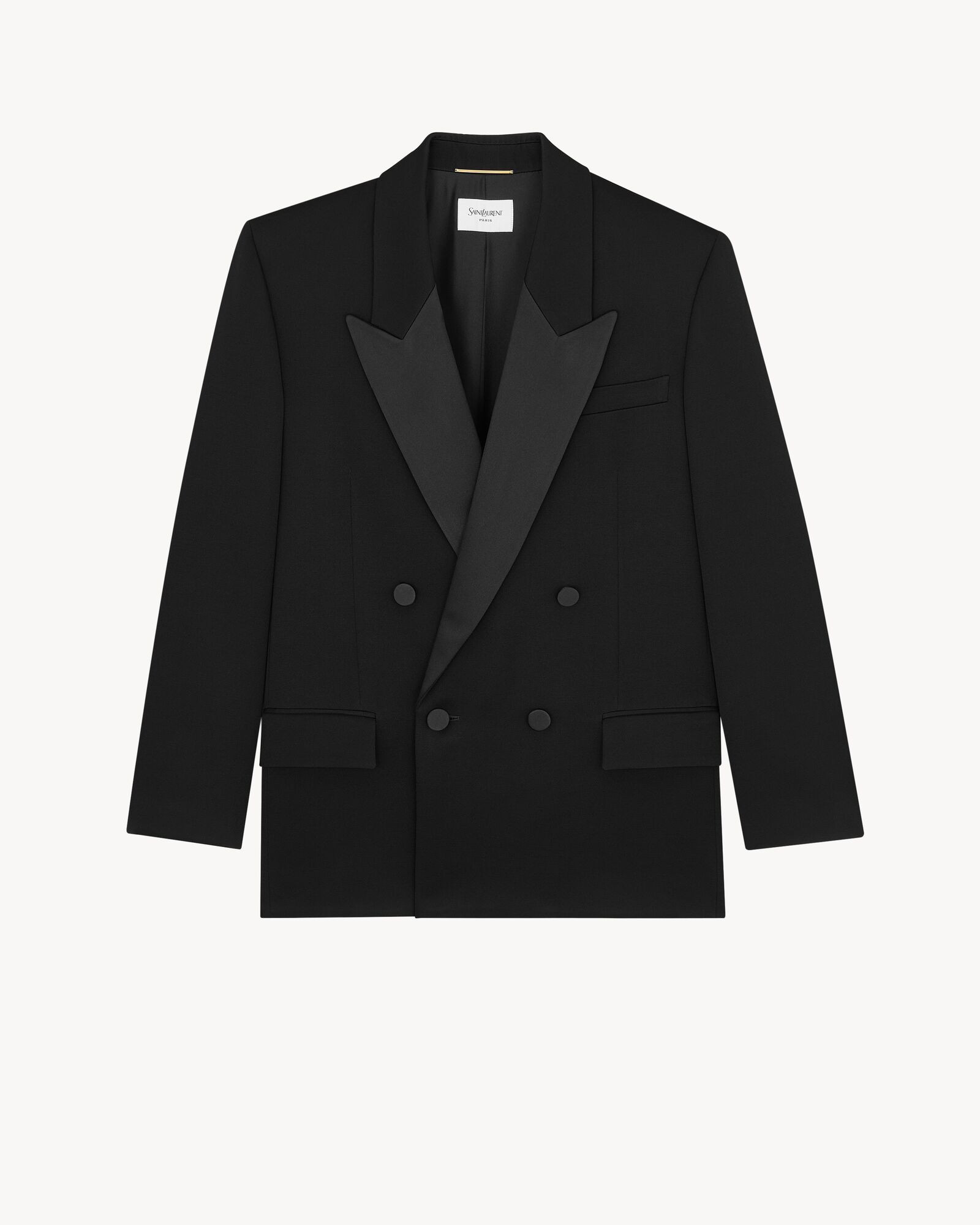 double-breasted tuxedo jacket in GRAIN DE POUDRE | Saint Laurent Inc. (Global)