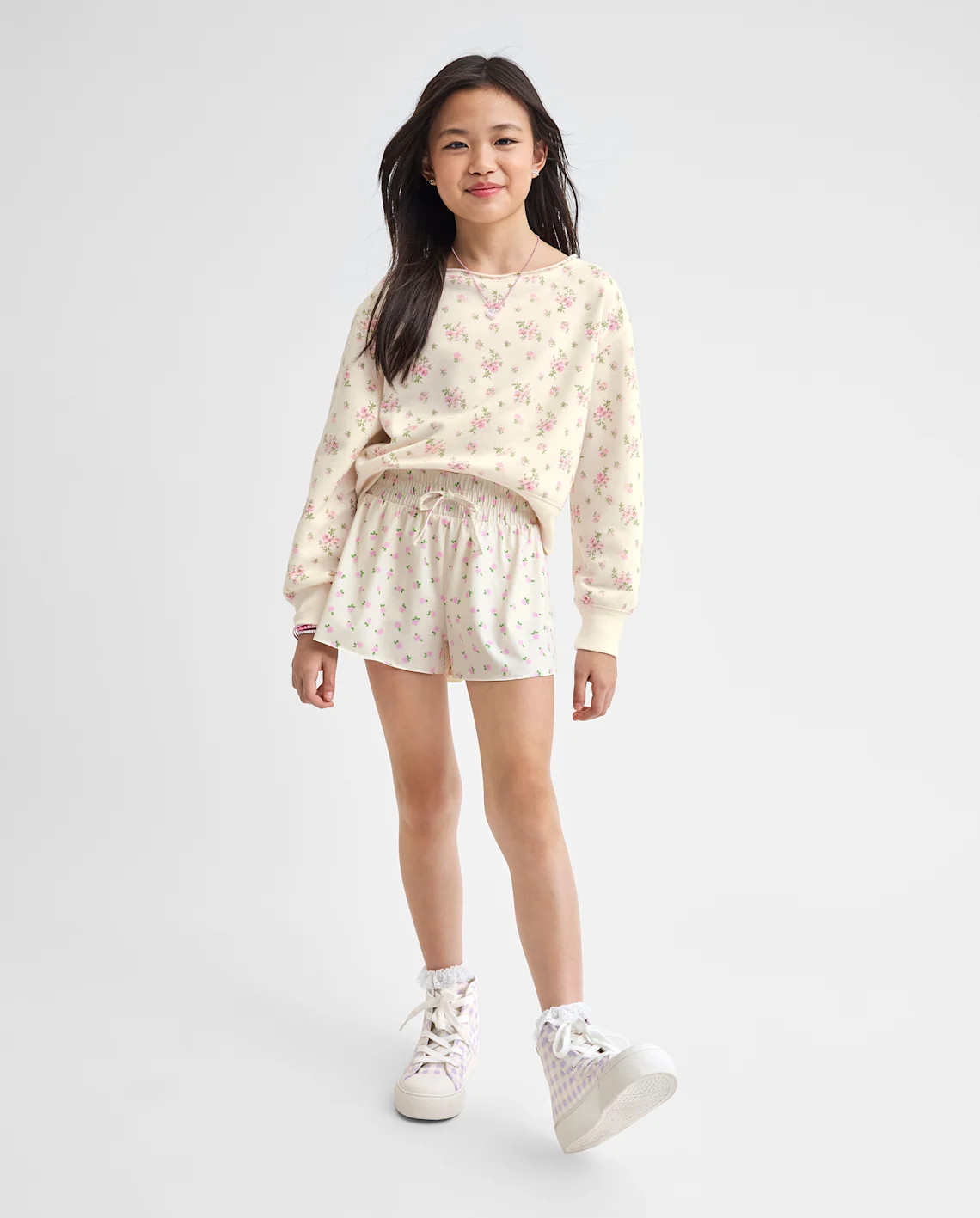 Girls Quick Dry Floral Flowy Shorts - white | The Children's Place