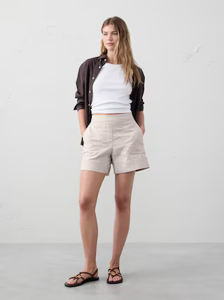 Linen-Blend Pull-On Short | Banana Republic Factory