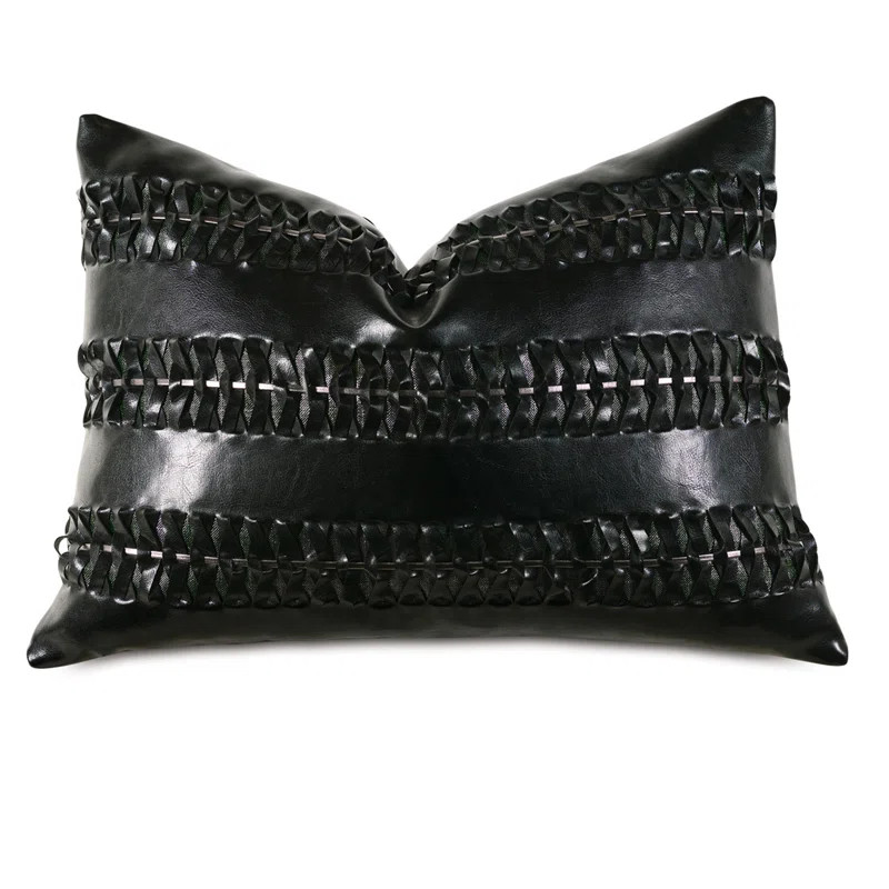 Appliqued Faux Leather Throw Pillow | Wayfair North America