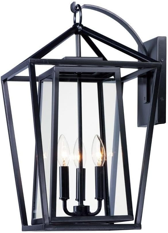 Maxim Lighting Artisan 3-Light Outdoor Wall Sconce | Black Finish | Clear Glass Shade | Modern Ou... | Amazon (US)