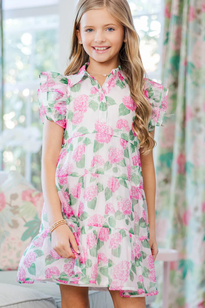 Girls: More Good Days Pink Textured Dress | The Mint Julep Boutique