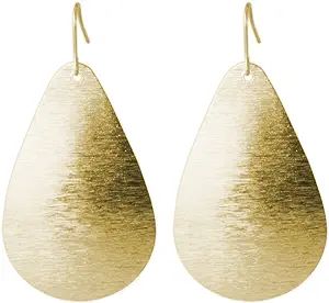 Brushed Gold or Silver Light Weight Teardrop Earring | SPUNKYsoul Collection | Amazon (US)