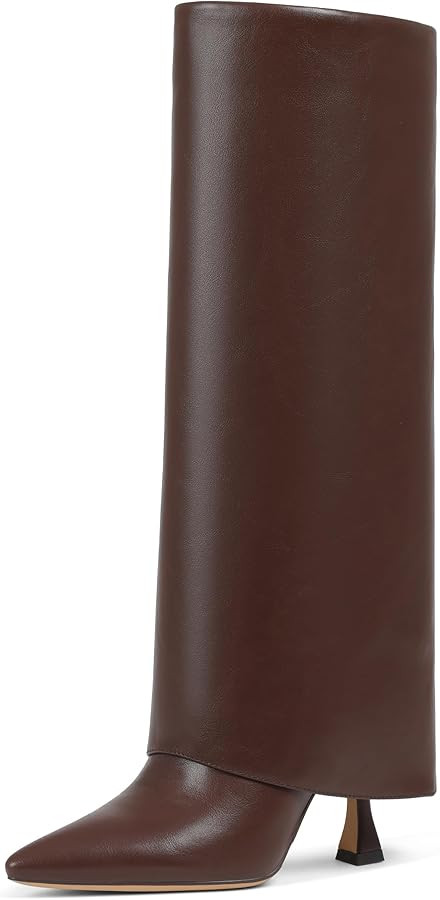 VIMISAOI Women's Knee High Boots Fold Over Boots For Women Stiletto High Heels Slouchy Long Shark... | Amazon (US)