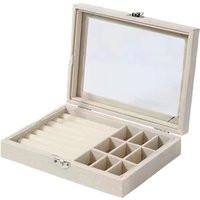 2 in 1 Jewelry Box Ring Earring Organizer Holder Stackable Display Showcase Lockable Jewelry Storage Tray Gifts for Girls Women, 20x15x5cm | Miravia ES