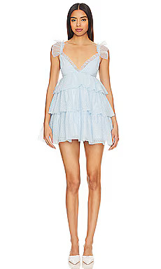 MORE TO COME Arabela Ruffle Mini Dress in Baby Blue from Revolve.com | Revolve Clothing (Global)