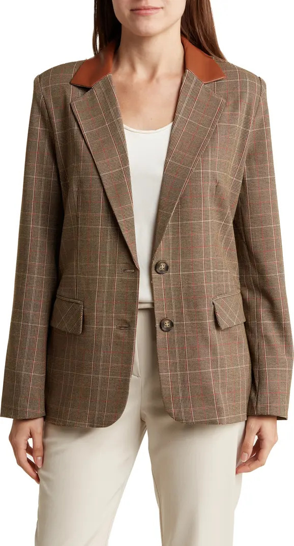 Oversize Faux Leather Trim Blazer | Nordstrom Rack