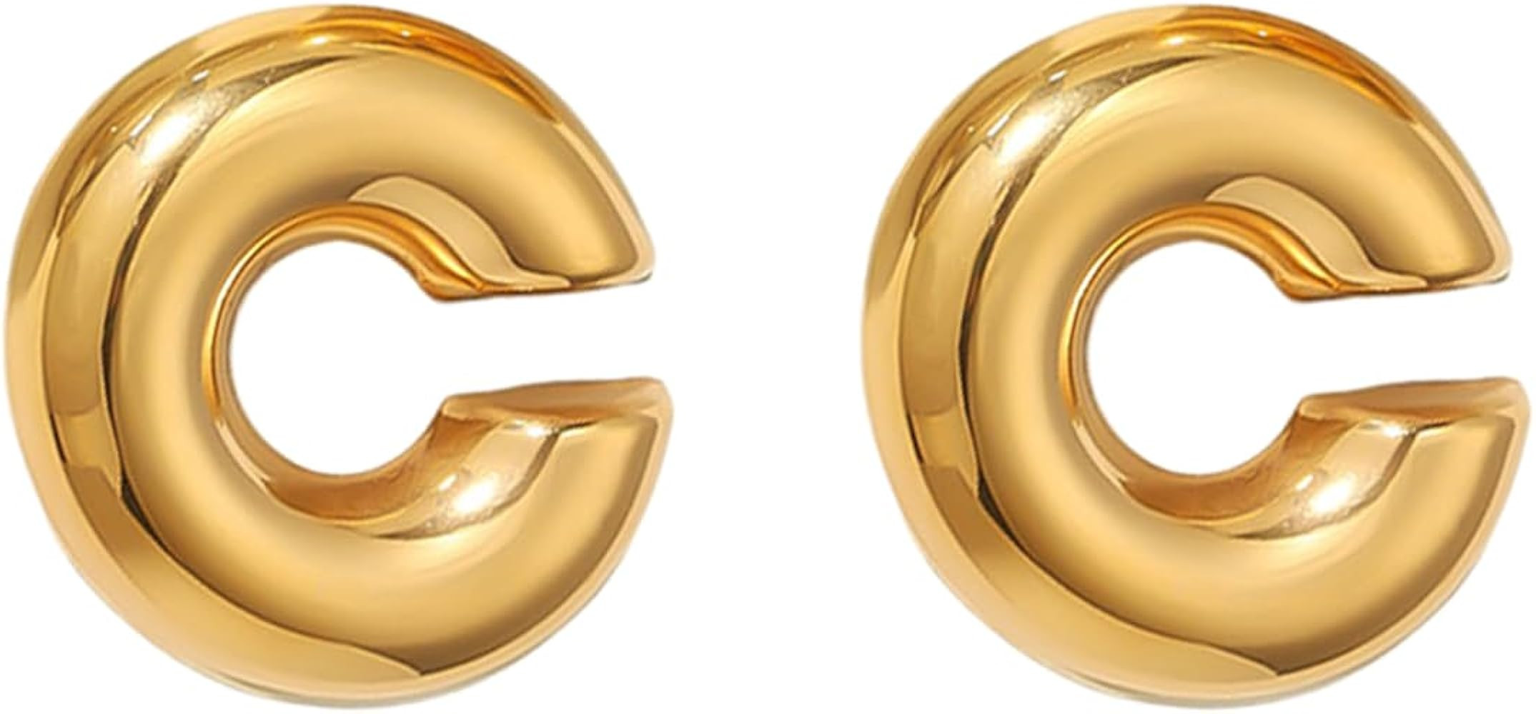 Gold Ear Cuffs for Women - Non-Piercing Chunky Earring Cuff, 18k Oversize Round Clip-on Earrings | Amazon (US)