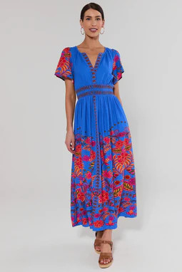 Blue Multi Printed Maxi Dress | Avara