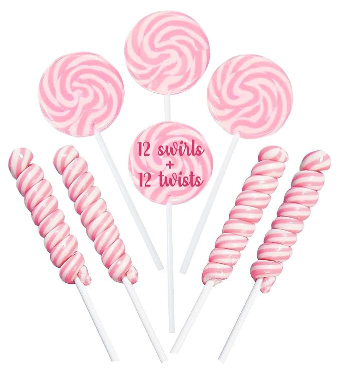 Pink Swirl And Twisty Lollipops - 24 Suckers Individually Wrapped | Amazon (US)