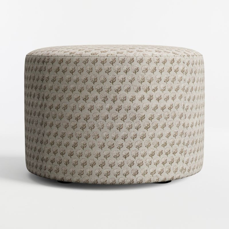 Highland 22" Printed Round Ottoman | Crate & Barrel