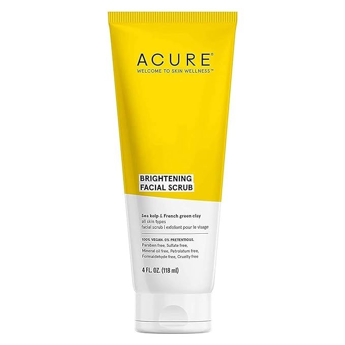 Acure Brightening Facial Scrub - 4 Fl Oz - All Skin Types, Sea Kelp & French Green Clay - Softens... | Amazon (US)