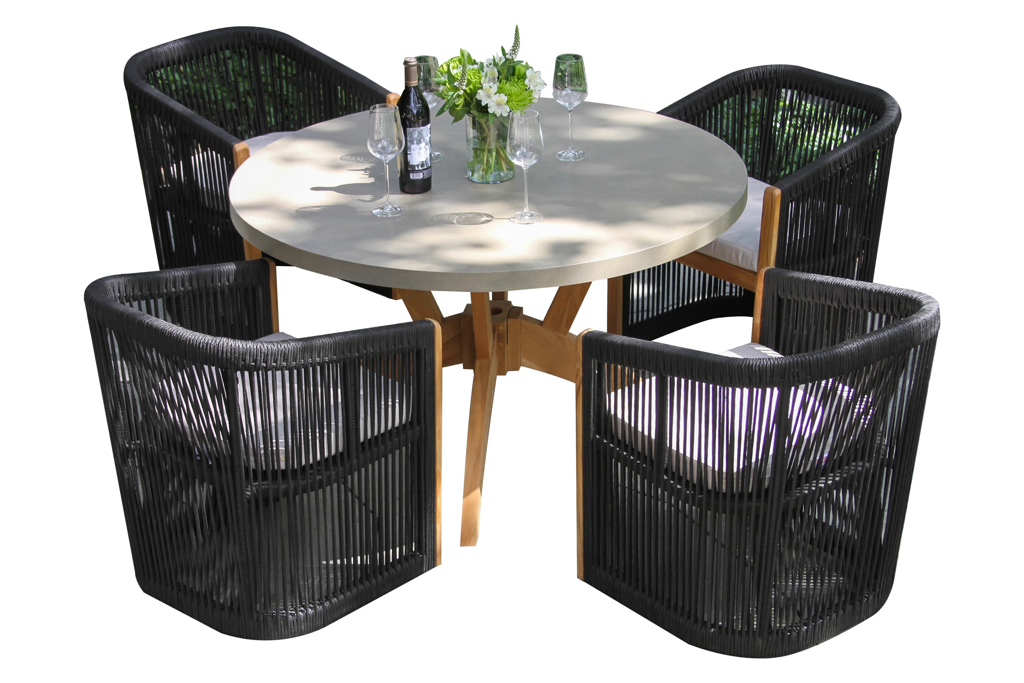 Aniston 5 Pc. Composite And Black Rope Dining Set | Joss & Main