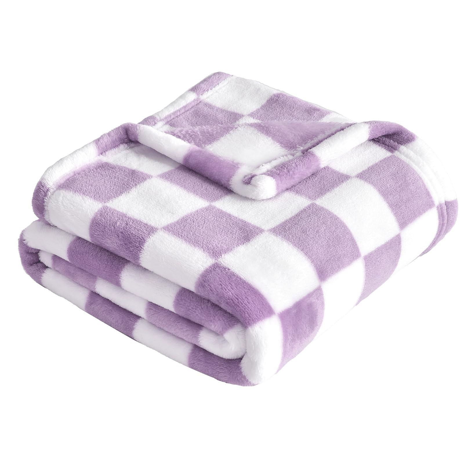 Yurhap Checkered Baby Blanket Fleece Baby Blankets for Girls, Ultra Soft Cozy Fluffy Infant Toddler Newborn Receiving Blankets for Crib Stroller, 30''x40'', Purple | Amazon (US)